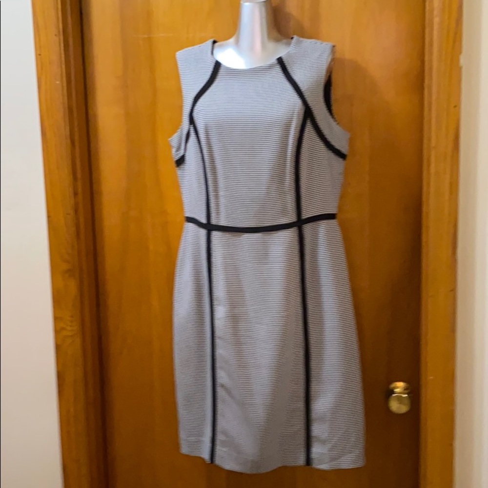 B&W herringbone check dress with black trim - 12